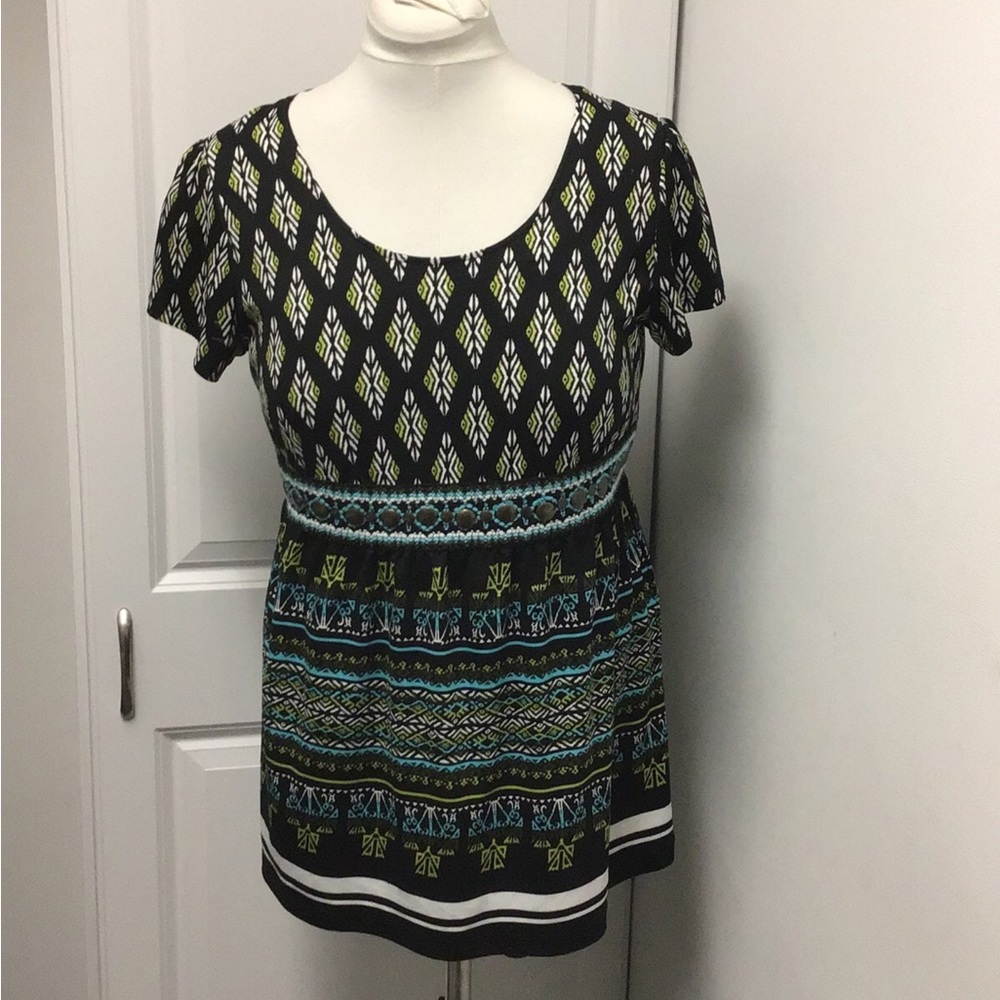 R.Q.T. Women’s Short Sleeve Scoop Neck Tunic Top, (L)